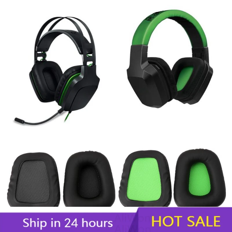 

Replacement Ear Pads Earpads Foam Cushions for Razer Electra V1 / V2 Headphones Headset High Quality Black Green 1 Pair Earpads