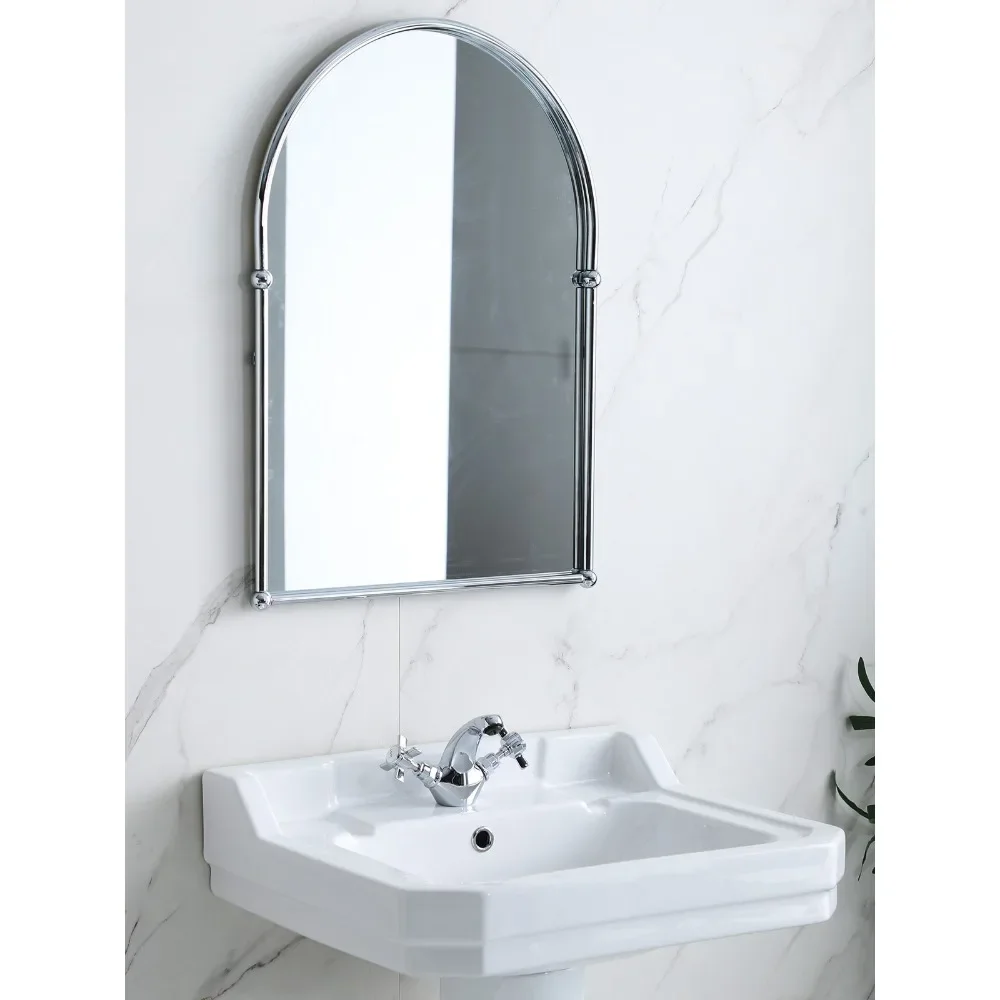 Красивый пейзаж ретро Латунное арочное умное зеркало для ванной комнаты Золотое