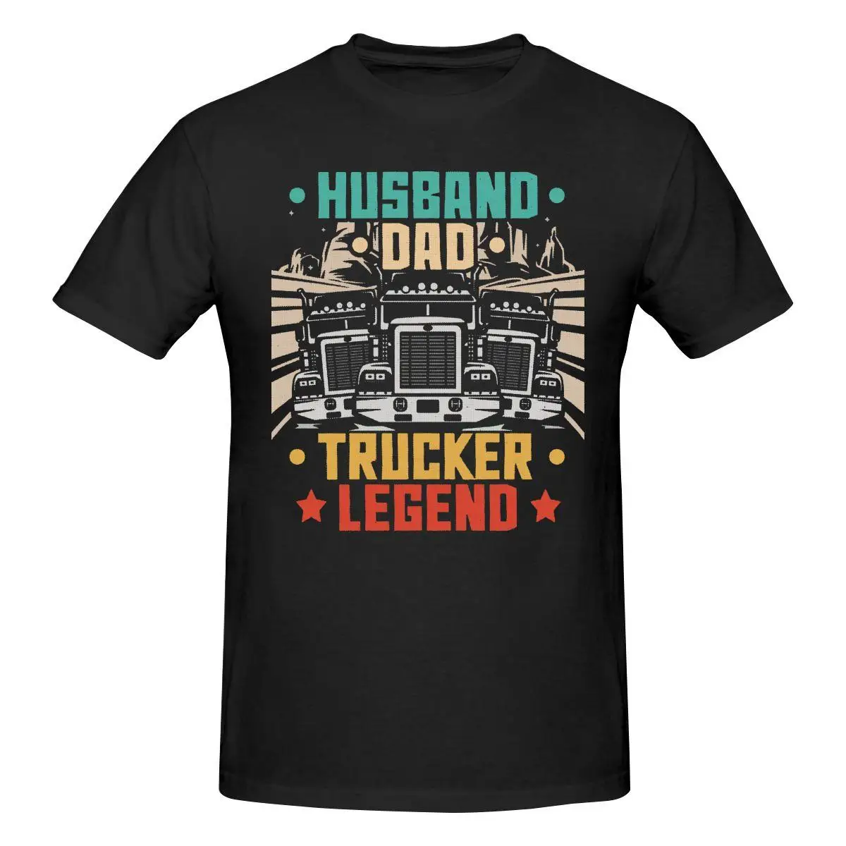 

Husband Dad Trucker Legend Funny Trucker T Shirt Cotton Short Sleeve Anime Shirt