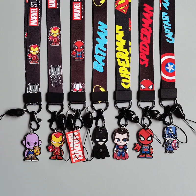 

Marvel Avengers Anime Keychain Neck Strap for Phone ID Card Cartoon Lanyards Gifts Cartoon Spiderman Iron Man Pendant Gifts Toys