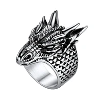 chainspro mens powerful stainless steelblackgold plated dragon ring heavy punk dragon head signet ring for men cp949