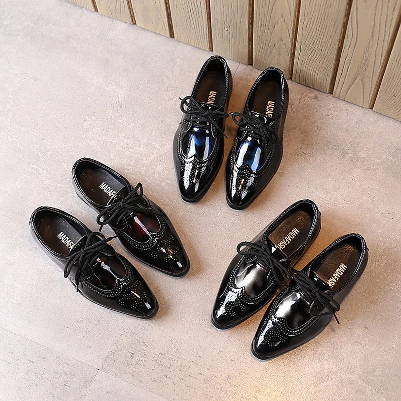 

Повседневные кожаные туфли для малышей, модная обувь для вечеринок, с цветочным узором, броги, официальная обувь для детей