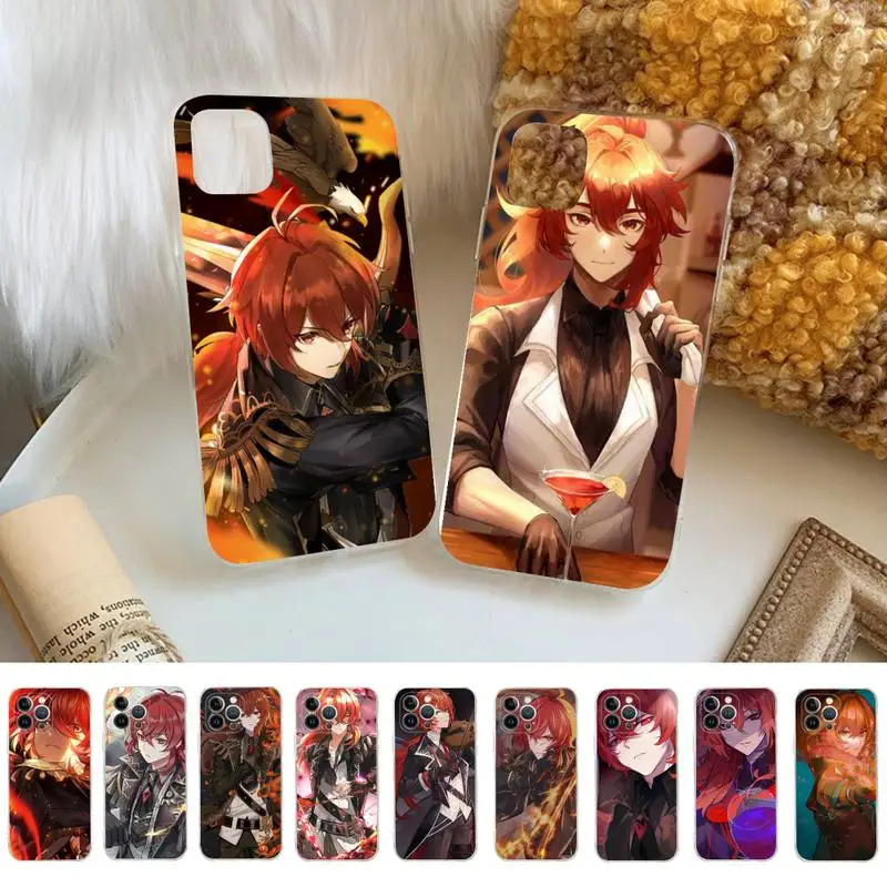 

Genshin Impact Diluc Phone Case Silicone Soft for iphone 14 13 12 11 Pro Mini XS MAX 8 7 6 Plus X XS XR Cover