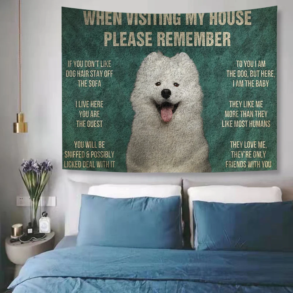 Пожалуйста помни Правила дома собак большой настенный гобелен с принтом