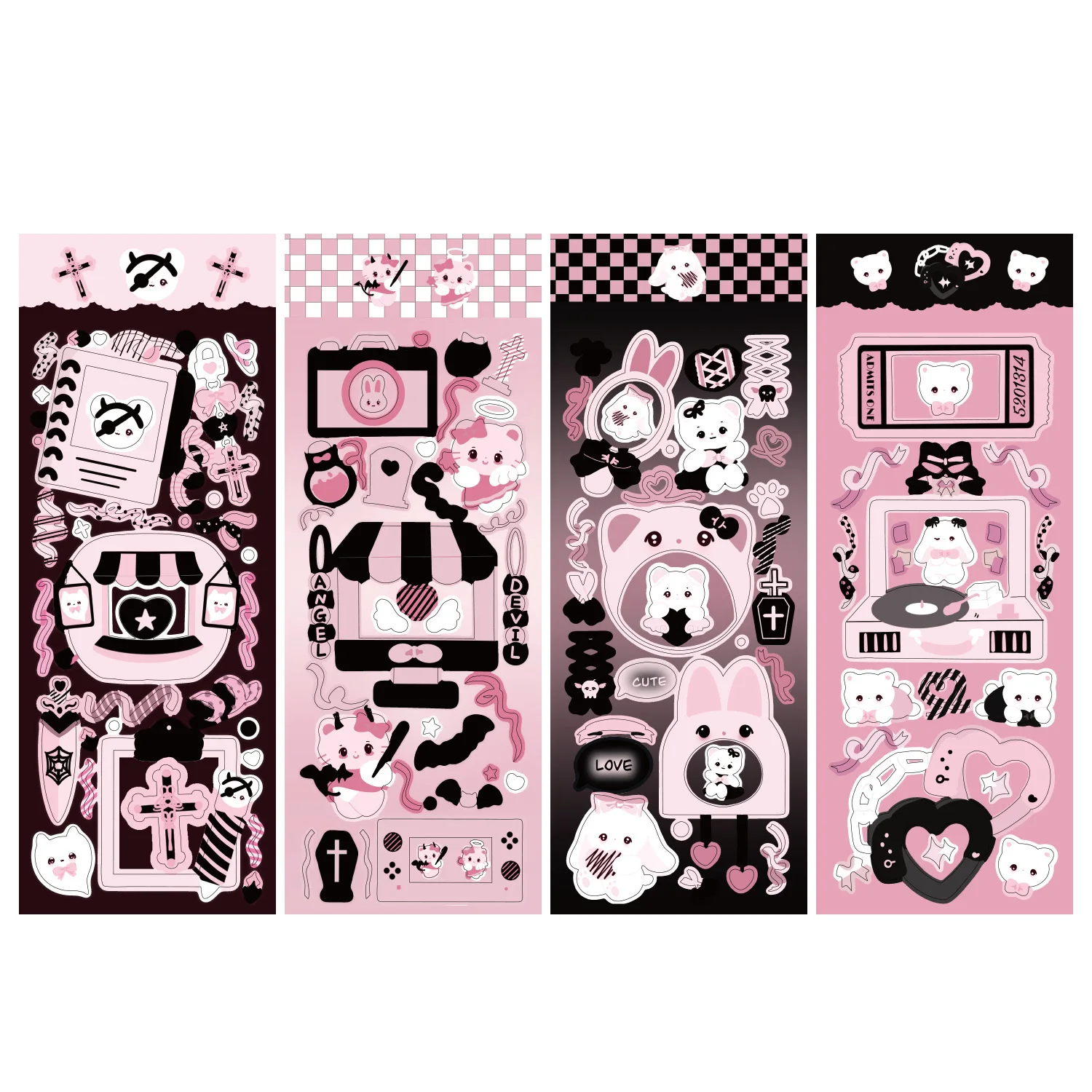

ShuuO 4 Pcs/set Kawaii Dark Cat Series Card Photo Decor Stickers Korean Idol Photo Laser Stickers Cute Waterproof DIY Stickers