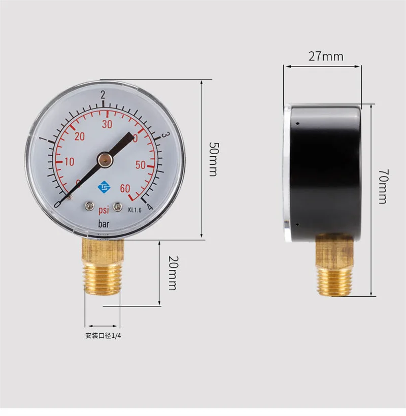 0-60PSI 0-4 бар Профессиональный фильтр для бассейна спа датчик давления воды мини
