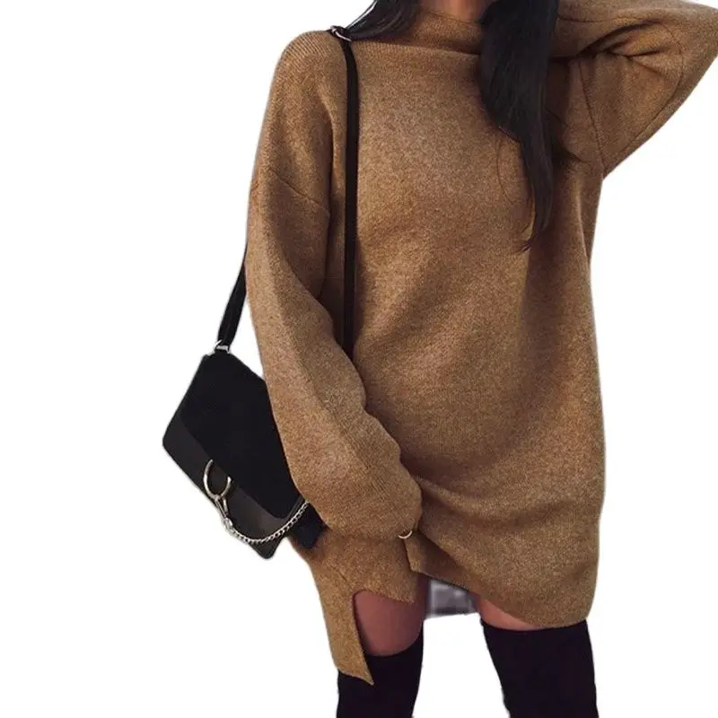 

Winter Harajuku Sweatshirt Dress Women's Half Turtleneck Long Sleeve Solid Color Wrap Party Dresses Lady Fashion Street Vestidos