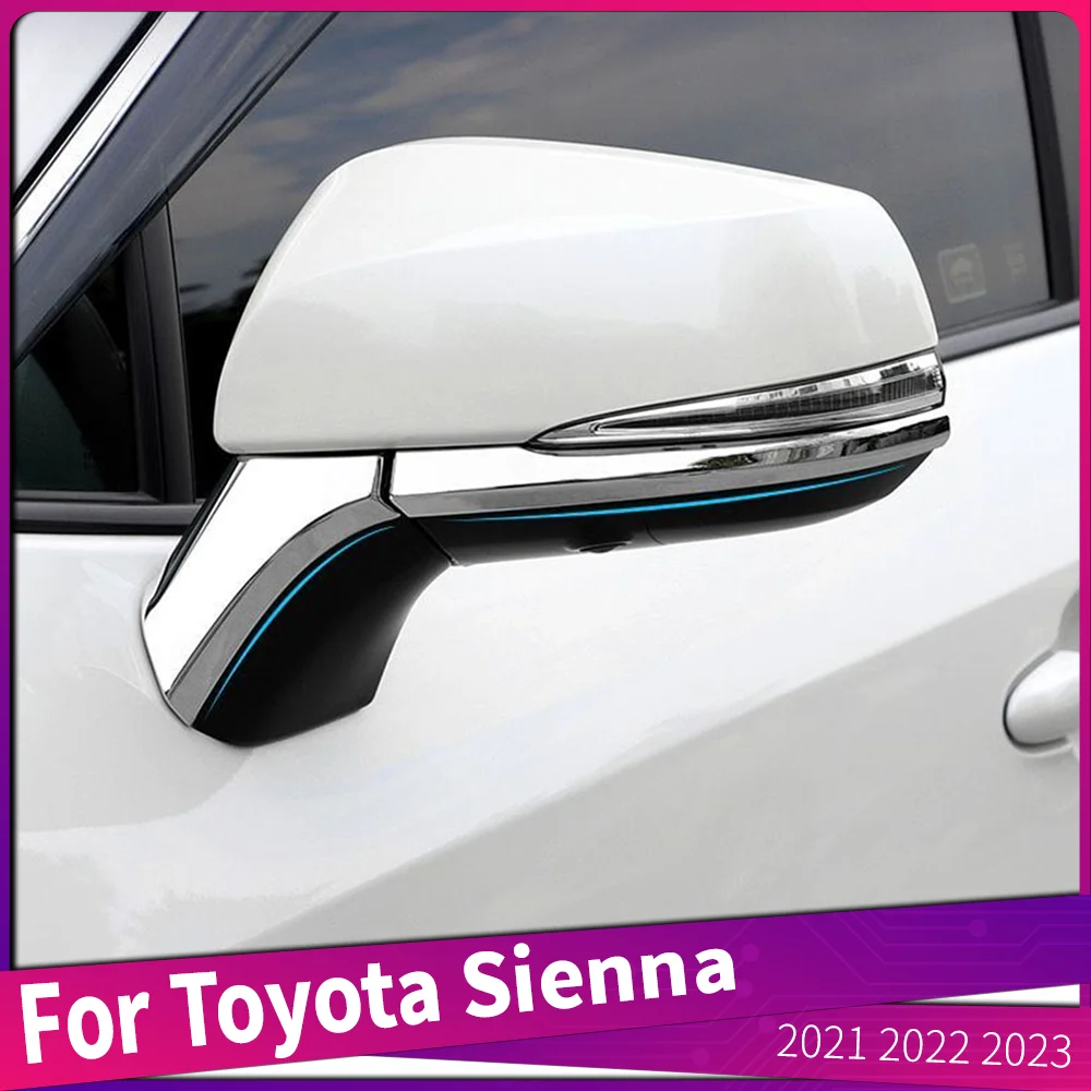 

4Pcs/Set For Toyota Sienna 2021 2022 2023 ABS Material Car Side Door Rear View Mirror Trims Cover Strips Auto Accessories