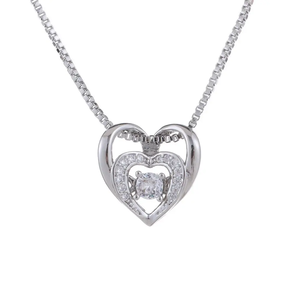 

Women Wedding Jewelry Jewelry Fashion Double Heart Necklace Simple Silver
