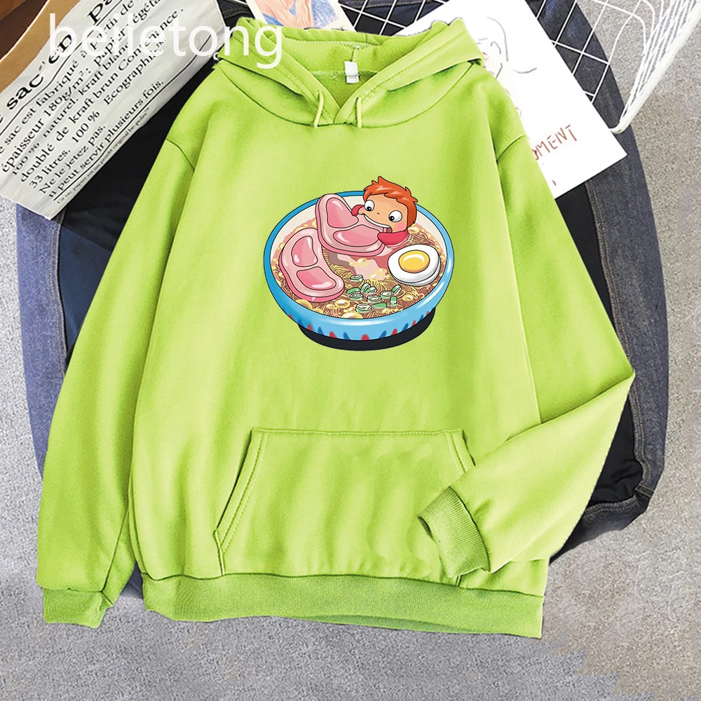 

Толстовка унисекс с капюшоном, милый Принт японского аниме понё, в стиле хип-хоп, Харадзюку, зимняя уличная одежда свободного покроя, флисовая смешная повседневная женская кофта