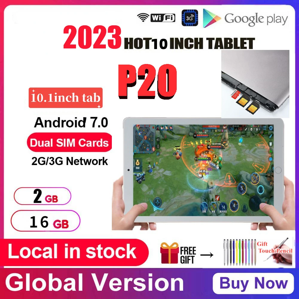

P20 10.1'' Android 7.0 Phone Call 3G Tablet PC MTK6592 ARM Cortex A7 Google Play Quad Core 1GB RAM 16GB ROM 1280*800IPS Netbook