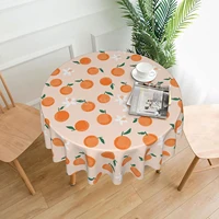 peach orange flower cute summer round table cover polyester stain and wrinkle resistant table cloth for kitchen dining