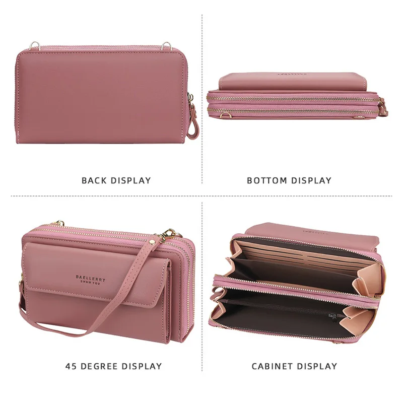 Baellerry Women Wallet Double Zipper Female Shoulder Bag Top Quality Cell Phone Pocket Summer Bags 2022 Fashion Crossbody Bags