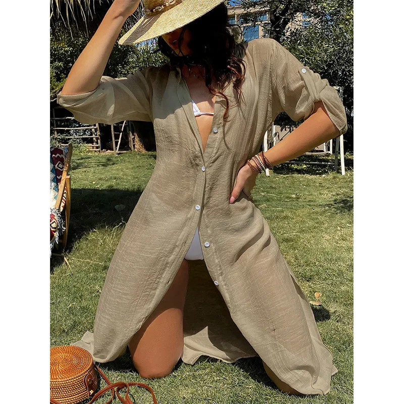

Swimming Suit For Female Shirt Capes Beach Dress Pareo Summer Boho Korean Women Tunic Clothes 2022 On Swimsuit Coverup Pure