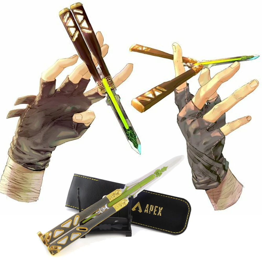 

Game Apex Legends Cosplay Butterfly Knife Balisong Weapon Luminous Model Metal Props Collection Gift Octane Heirloom Knife