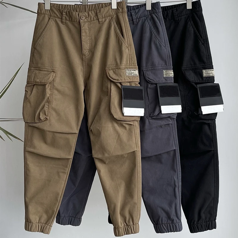 

Men Cargo Pants Retro Multiple Pockets Winter Trousers Sports Casual Fleece Techwear Streetwear 0785-4