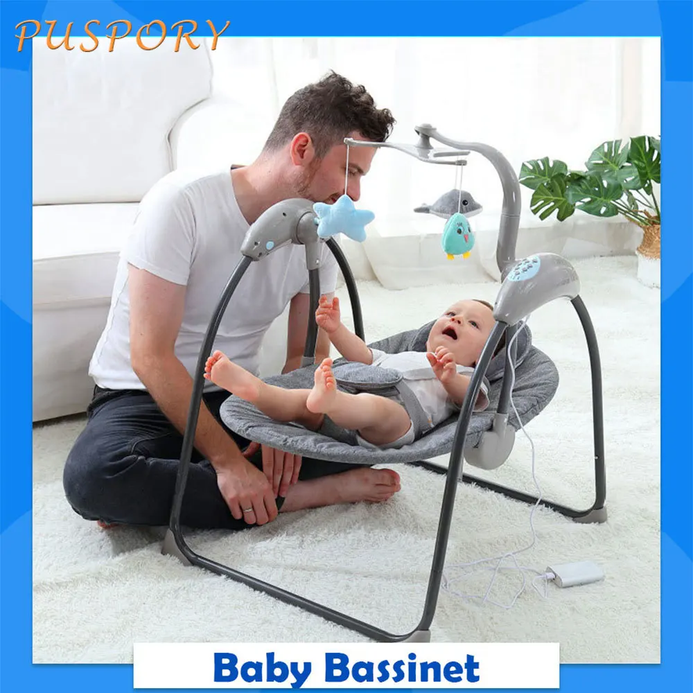 Smart Electric Baby Cradle Foldable Portable Newborn Sleep Bed Kids Music Rocking Chair Multifunction Child Coax Sleep Cradle