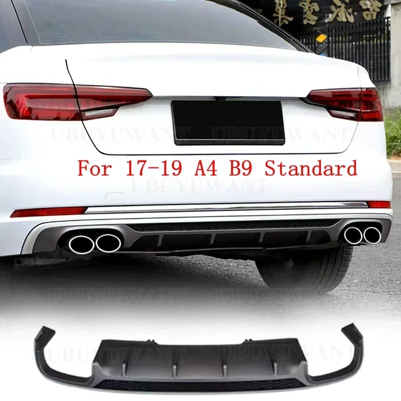 Фото Для Audi A4 B9 Standard/S-Line Sedan, черный/под карбон, задний диффузор-спойлер, 2017-2019, в стиле S4 №1