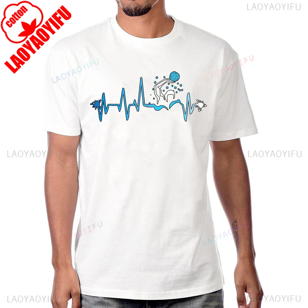 Фото Водная футболка-поло Player Heart Beat с графическим принтом и коротким рукавом, повседневная модная мужская футболка в стиле Харадзюку в стиле хип-хоп, хлопковые женские футболки №1
