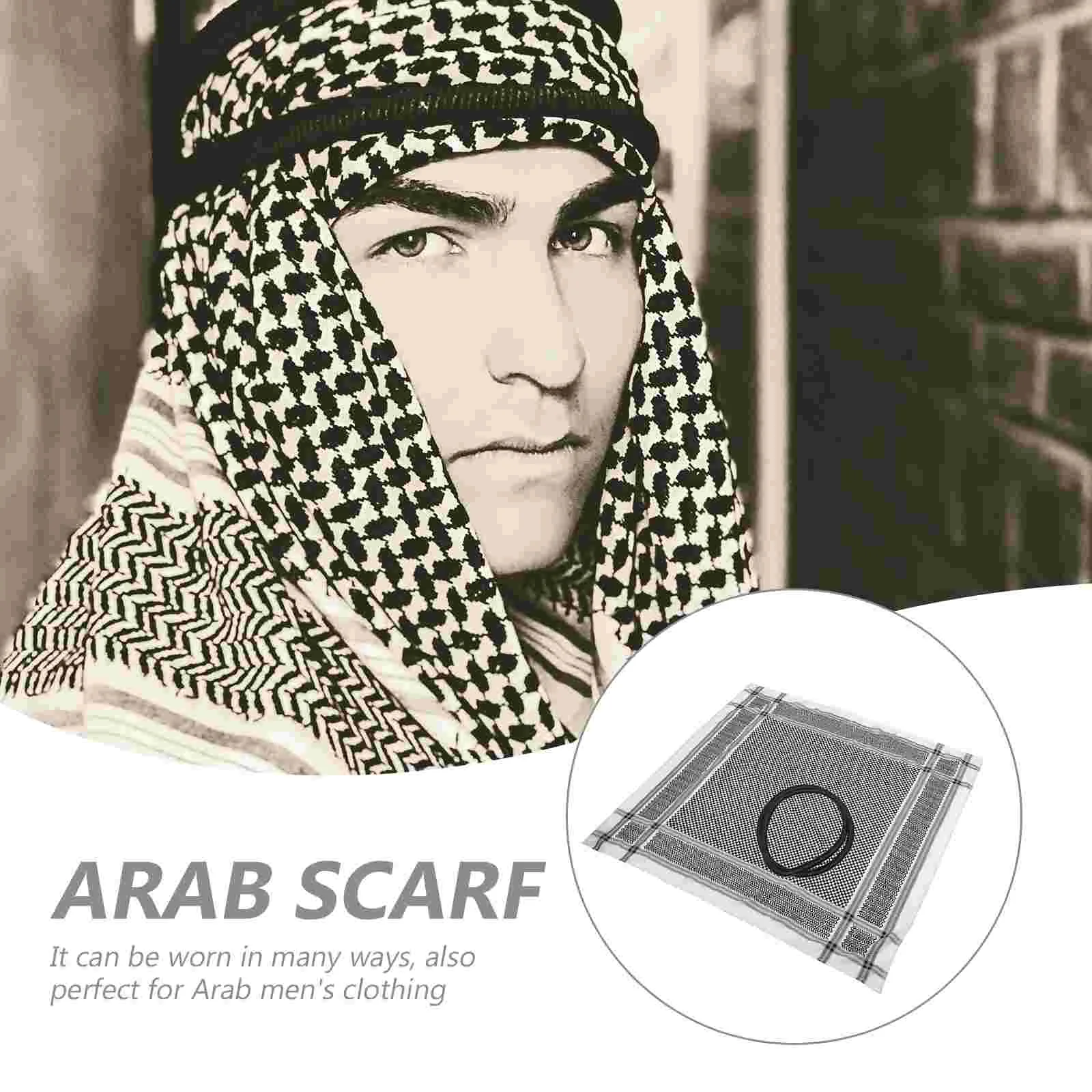1 Set Men Arab Turban Dubai Kerchief Muslim Headwear Men Arab Turban Headband
