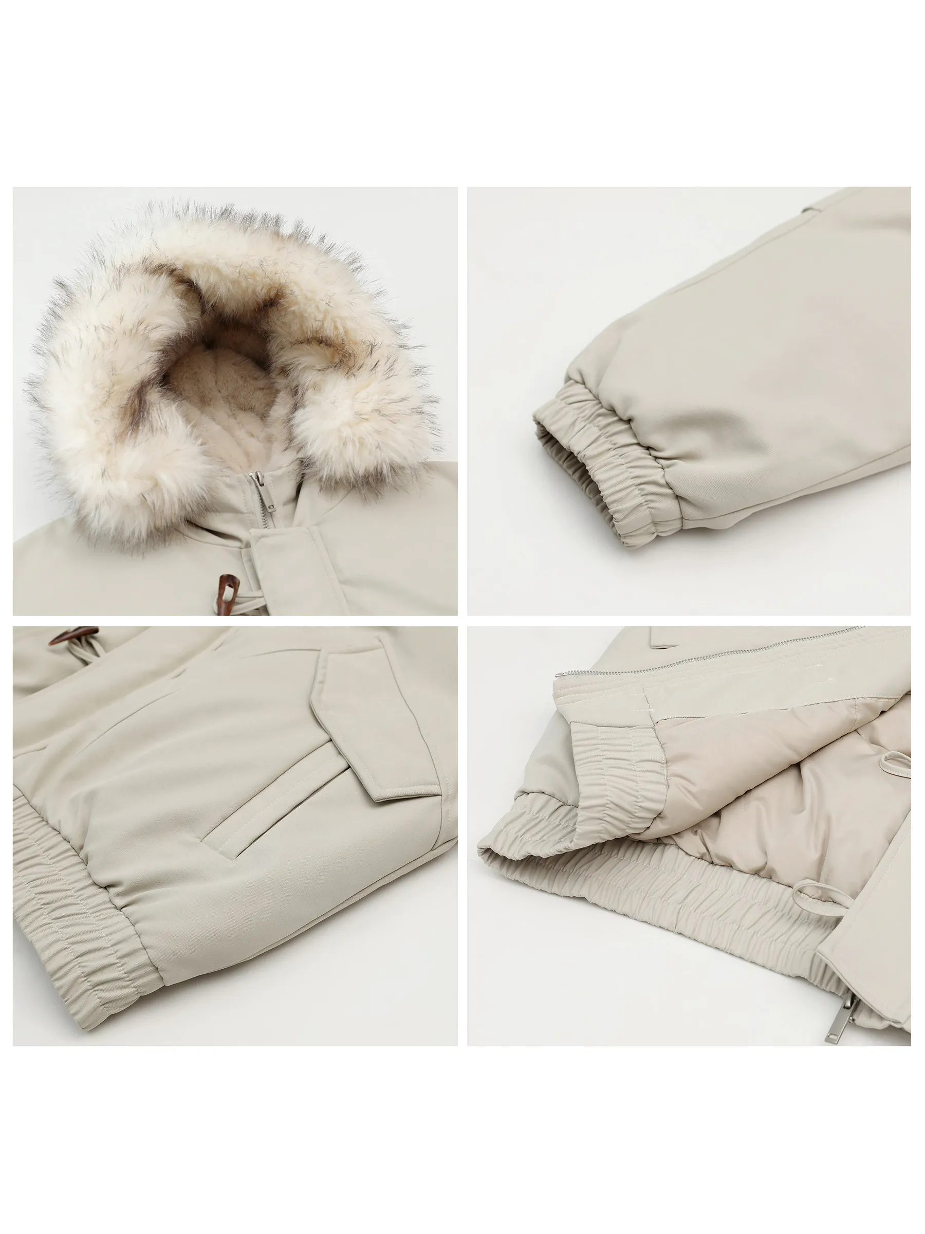 Фото CHIC VEN женские пуховики новые короткие с капюшоном из искусственного меха с роговой пряжкой женский 90 белый утиный пуховик осень-зима 2026 №4