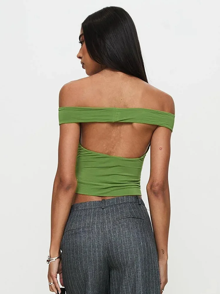 Осенне-зимний косой крест без бретелек мульти-одежда топ с открытой спиной и