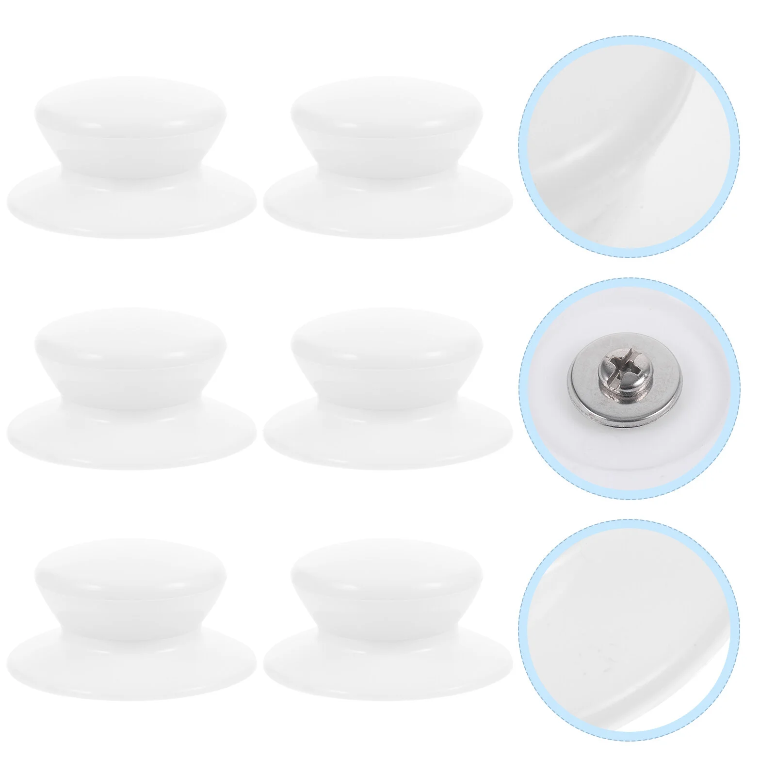 

6 Pcs Universal Pan Lid Tool Compact Pot Handles Plastic Cap Replacements White