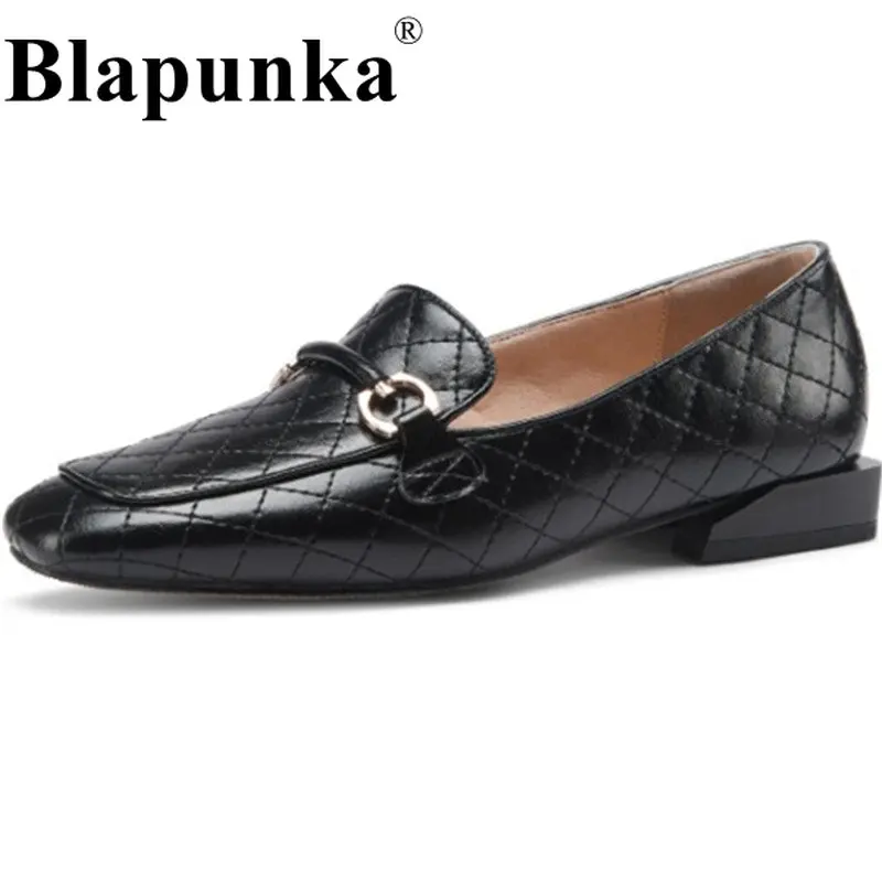 

Лоферы Blapunka женские стеганые, натуральная кожа, металлическая цепочка, квадратный носок, без застежки, плоская подошва, повседневные туфли, черные бежевые