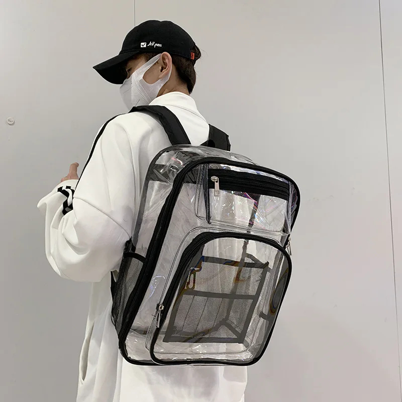 

Fashion Clear PVC Women Backpack New Trend Transparent Solid Backpack Large Travel School Bag for Girls Child Mochila