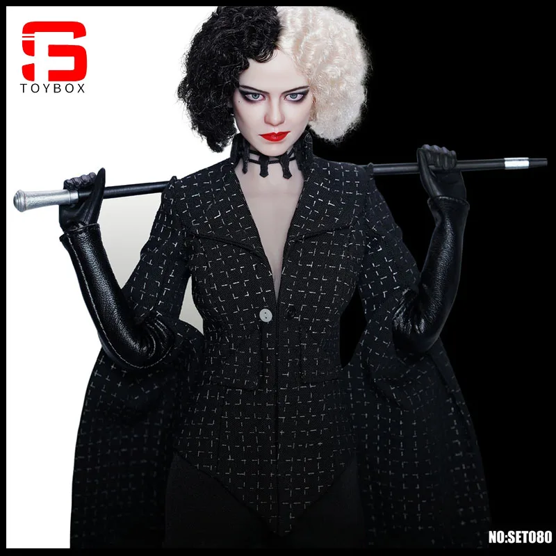 In Stock SUPER DUCK SET080 1/6 Cruella Emma Stone Head Sculpt Costume Model Fit 12'' TBLeague S12D Action Figure Body