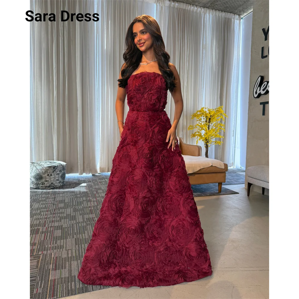 Фото Вечернее платье Sara Custom красного цвета, фасон А-силуэт, без рукавов, в пол, для женщин, для свадеб, коктейльных вечеринок, роскошных мероприятий, элегантное платье №1