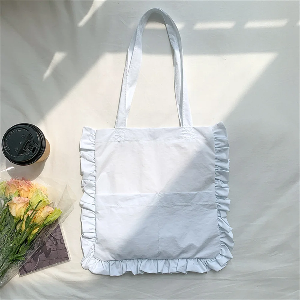 Middle Ruffled Shoulder Tote Bags Women Simple Fashion Crossbody Bag Ladies Large Capacity Solid Color Versatile Handbags Domil