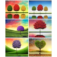 gatyztory pictures by number tree landscape gift diy oil painting by number home decoration drawing on canvas handpainted art gi