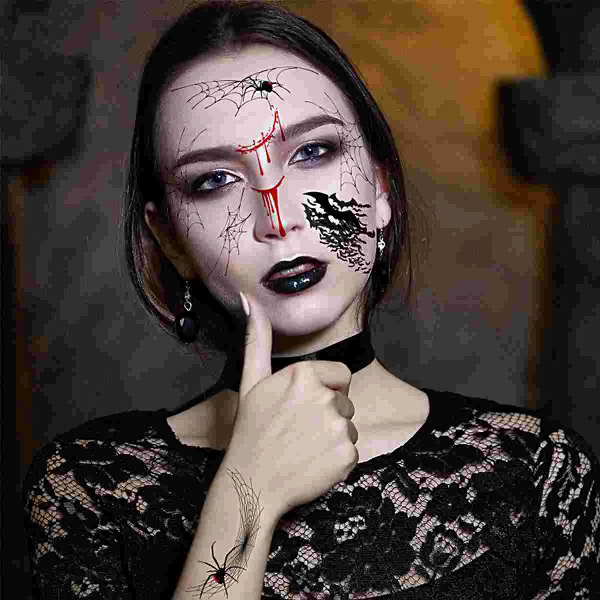 

Face Sticker Masquerade Spider Webfavors Party Waterproof Dead Theday Transfer Body Children Stickers Arm