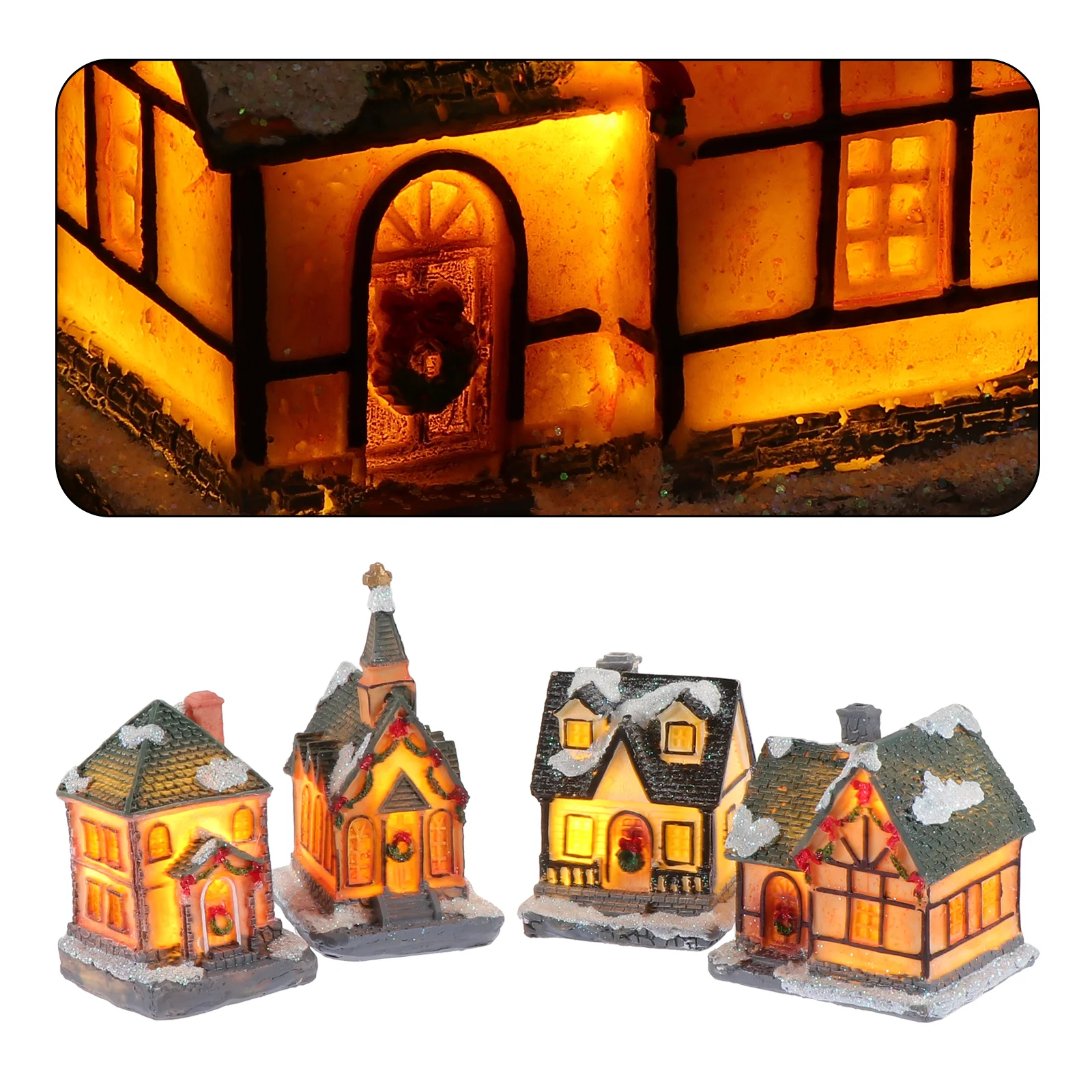 

4 Pcs Christmas House Decoration Decorations Home Xmas Supply Mini Adornment Micro Decors Resin Desktop Ornaments