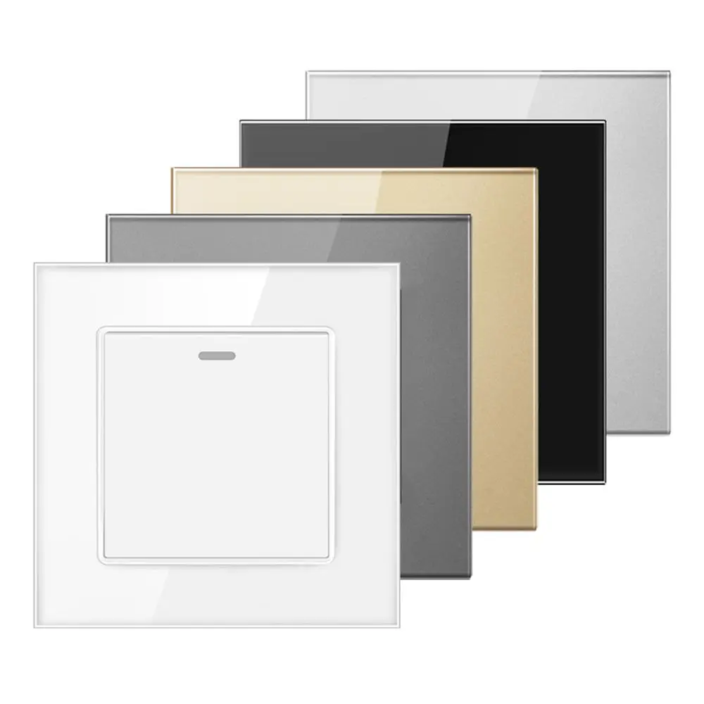 

Durable 1 Gang 1 Way Modern Stylish Push Button Switch Tempered Glass Panel Rocker Switch Wall Light Switch