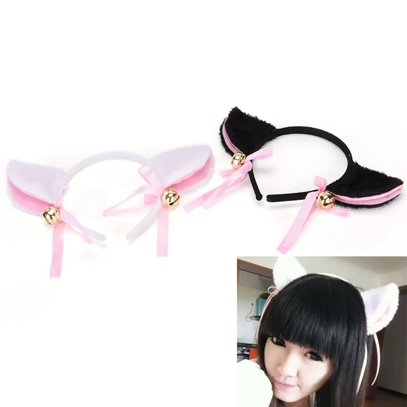 

1PC Cosplay Lovely Bell Hairwear Women Charming Lovely Fox Cat Ear Fur Hair Clip Hairband Headwear