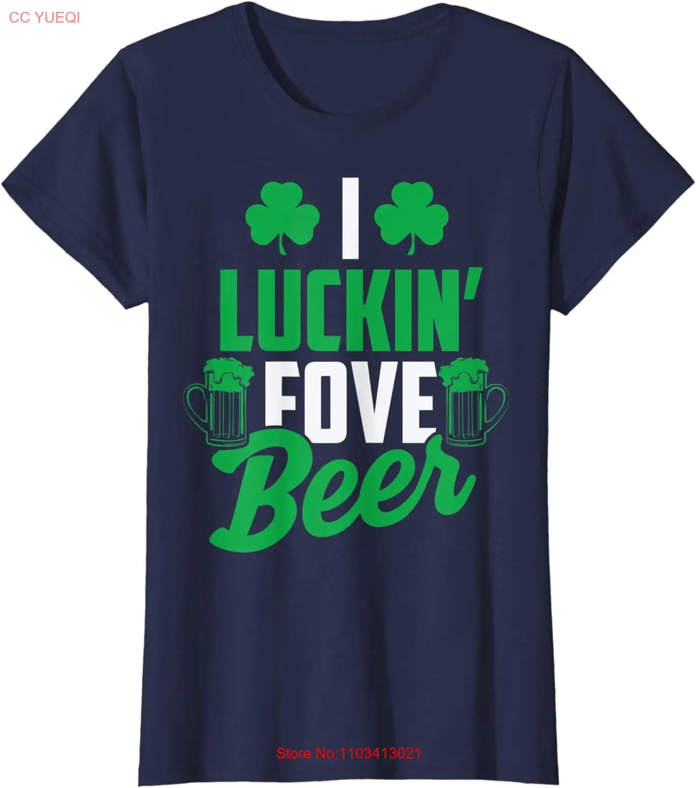 Забавный подарок на день Святого Пива женская футболка с круглым вырезом I Luckin'