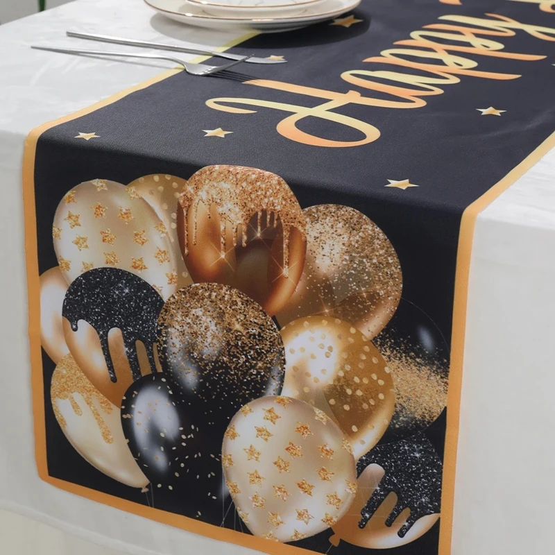 Черное Золото Дорожка Для Дня Рождения Украшения Скатерти Украшение Дома