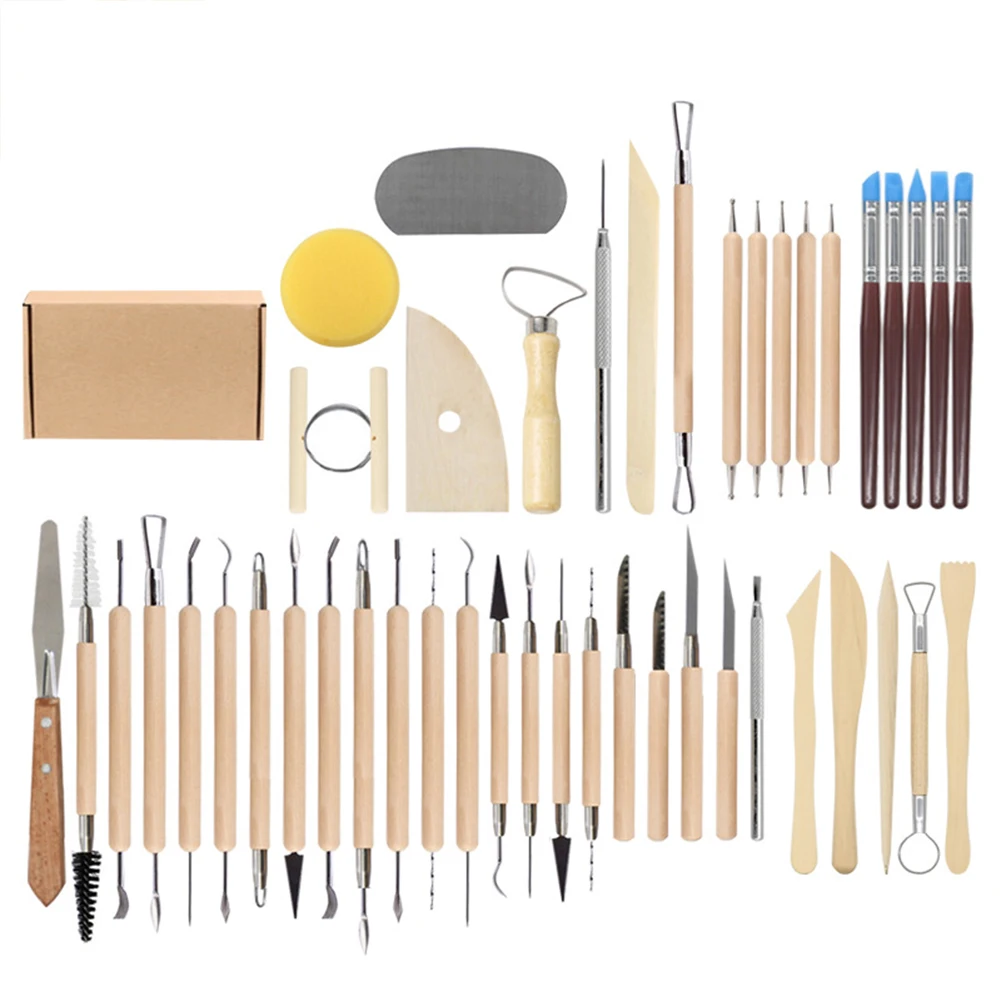 

45pcs wooden pottery sculpting tools set ceramic clay tool