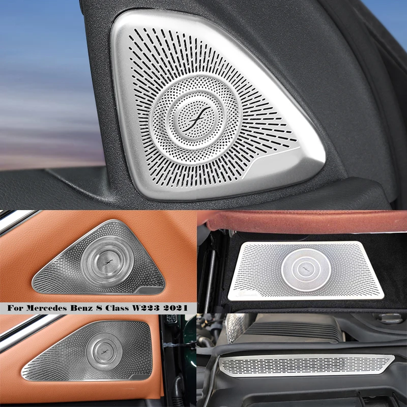 

For Mercedes Benz S Class W223 2021 2022 Car Styling Stainless Steel Audio Speaker Door Loudspeaker Trim Covers Stickers