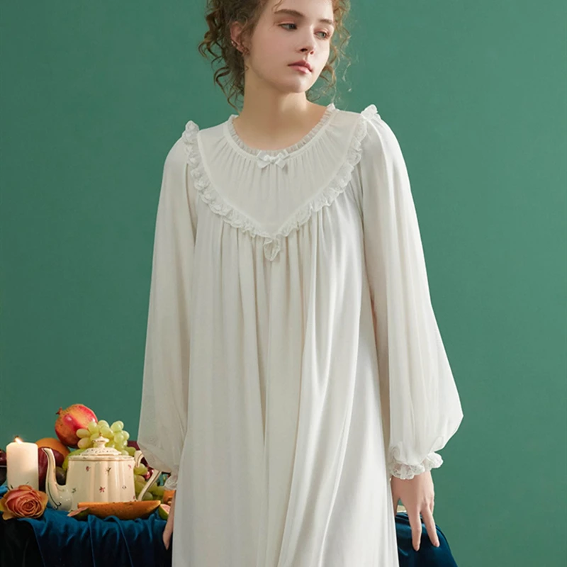 

Ladies Nightgown Long sleeve Nightgown China Elegant Sleepwear Autumn Spring