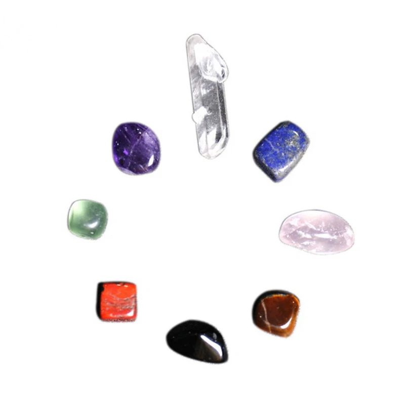 

1 Set Of 8 Natural Crystal Rough Seven Colors Gemstones For Yoga Stone Mineral Label Collection Meditation Specimen Gift