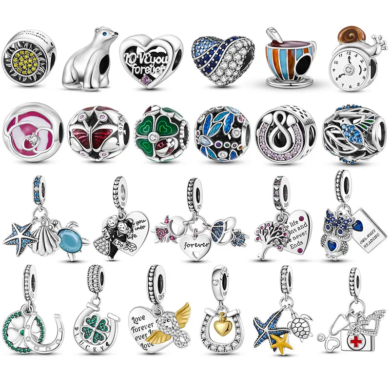 

Silver Color original heart beaded Fit Original 925 Pandora Bracelet&Bangle For Women Birthday Fashion Jewelry Gift