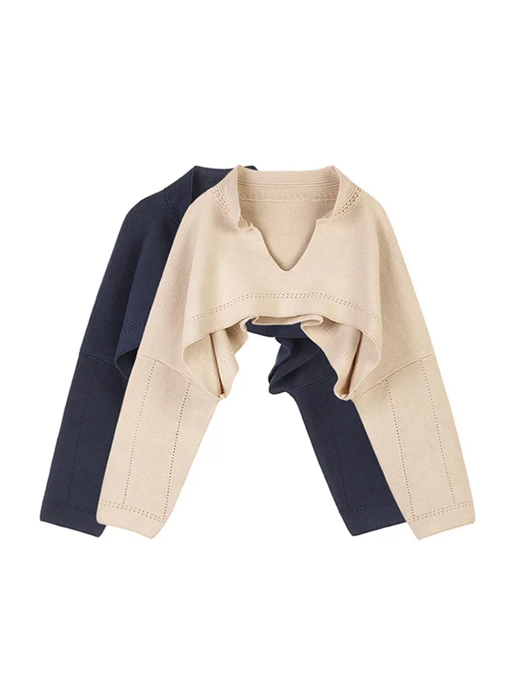 

Женский короткий свитер абрикосового цвета с V-образным вырезом, Модный пуловер в Корейском стиле с длинным рукавом, однотонный Хлопковый в...