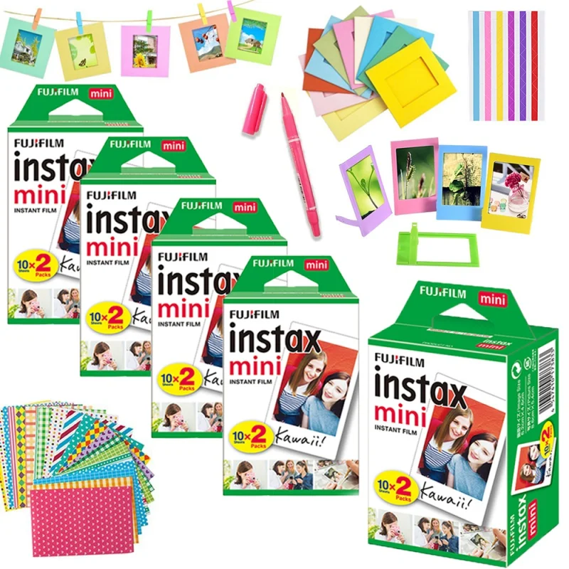 

Белая пленка для Fujifilm Instax Mini 9, фотолисты (20/30/40/60/80/100 шт.) для мгновенной камеры Mini 11 / 8 + комплект аксессуаров 10 в 1