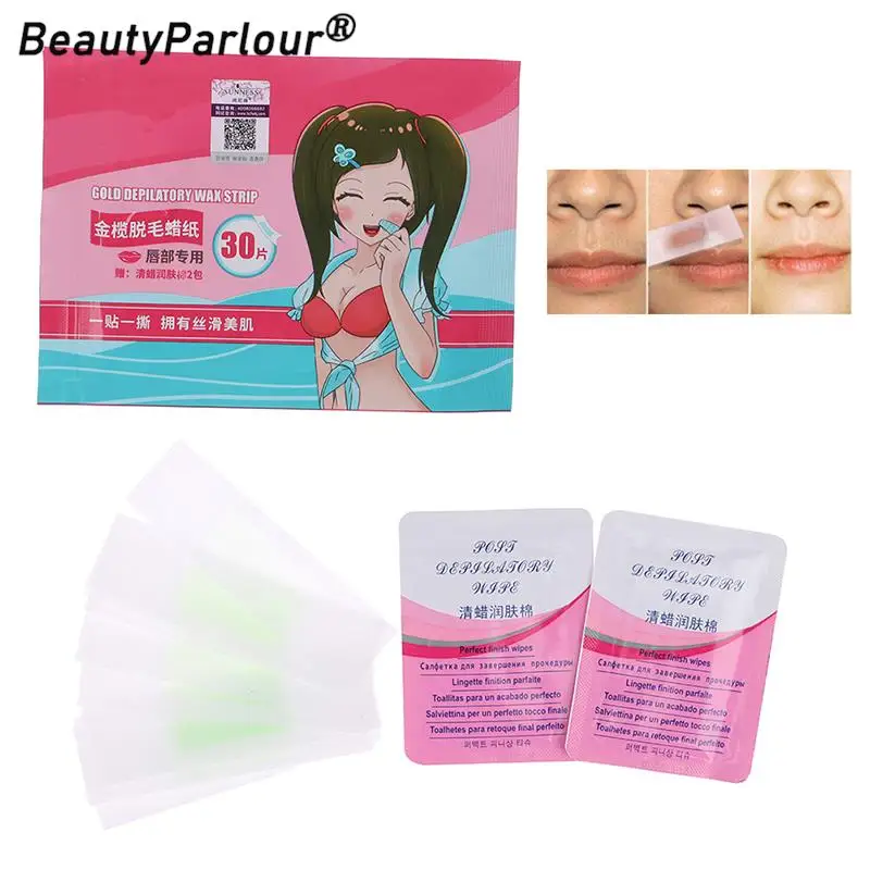 

30Pcs/box Facial Lip Wax Strips For Face Chin Upper Lip Jaw Eyebrow Beard Hair Removal