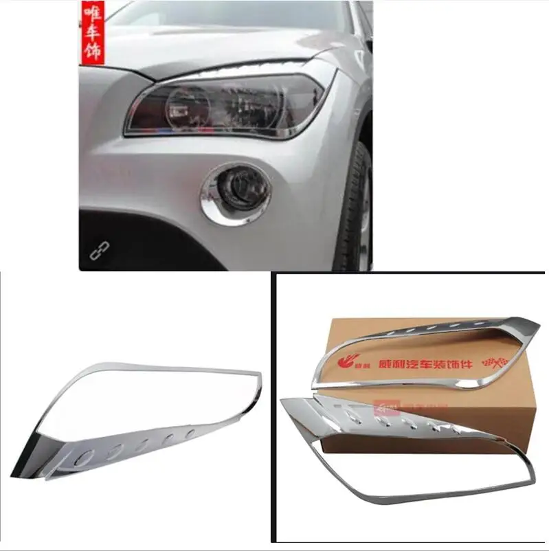 

car auto accessories front lamp cover head light cover trim for bmw X1 E84 2013 2014 2015 abs chrome 2pcs per set