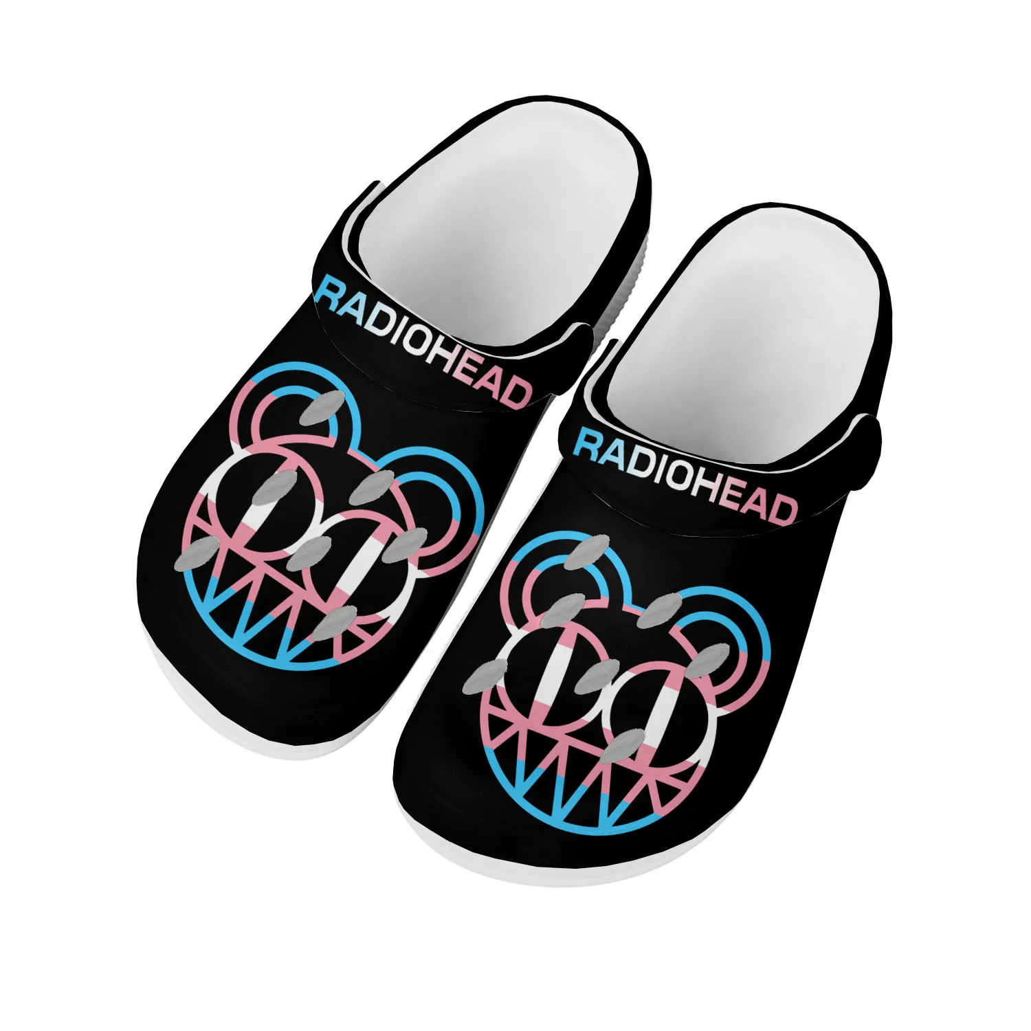 

Radiohead Rock Band Pop Home Clogs Custom Water Shoes Mens Womens Teenager Shoe Garden Clog Breathable Beach Hole Slippers White