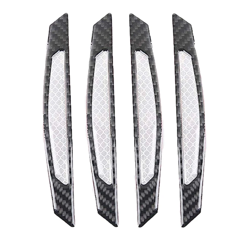 

4Pcs Super Reflective Stickers Carbon Fiber Strips Car Side Door Edge Bumper Anti-Scratch Protection Guards Trim Stickers Univer
